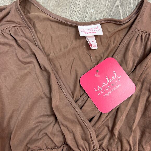 Isabel Maternity Brown Flutter Short Sleeve Modal Knit Top - Size XS - NWT - Picture 5 of 5